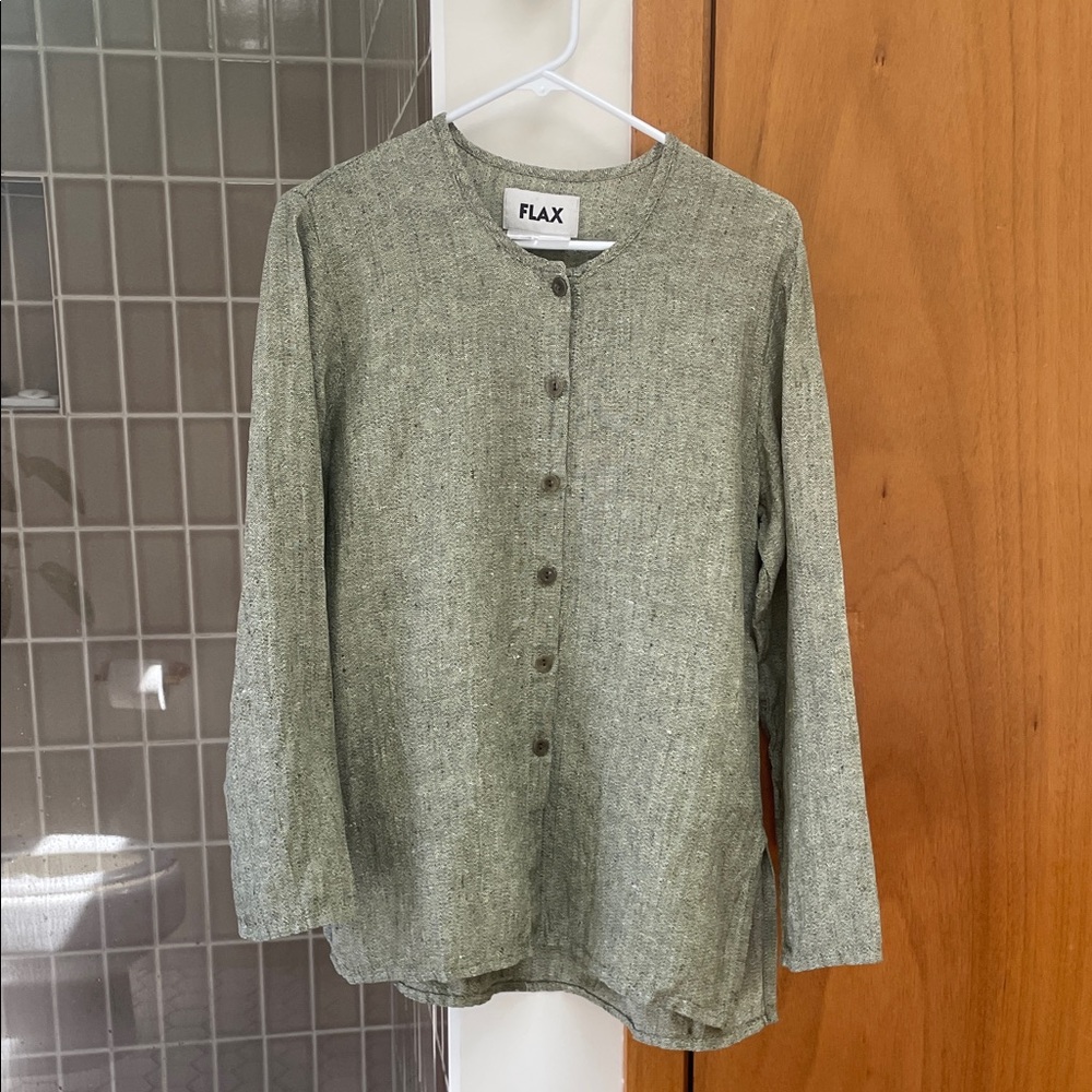 Flax Olive Button-Up Shirt